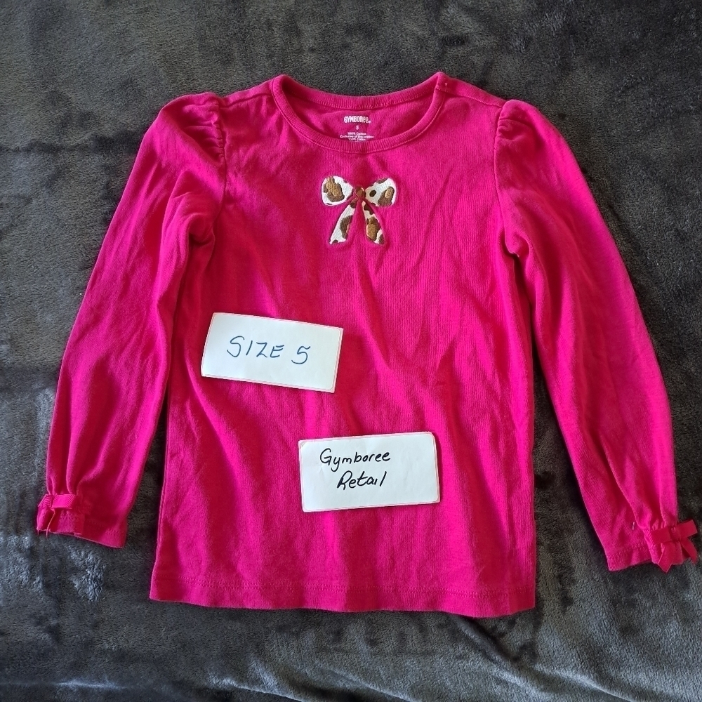 Gymboree girls size 5 long sleeve shirt with bow applique VGUC